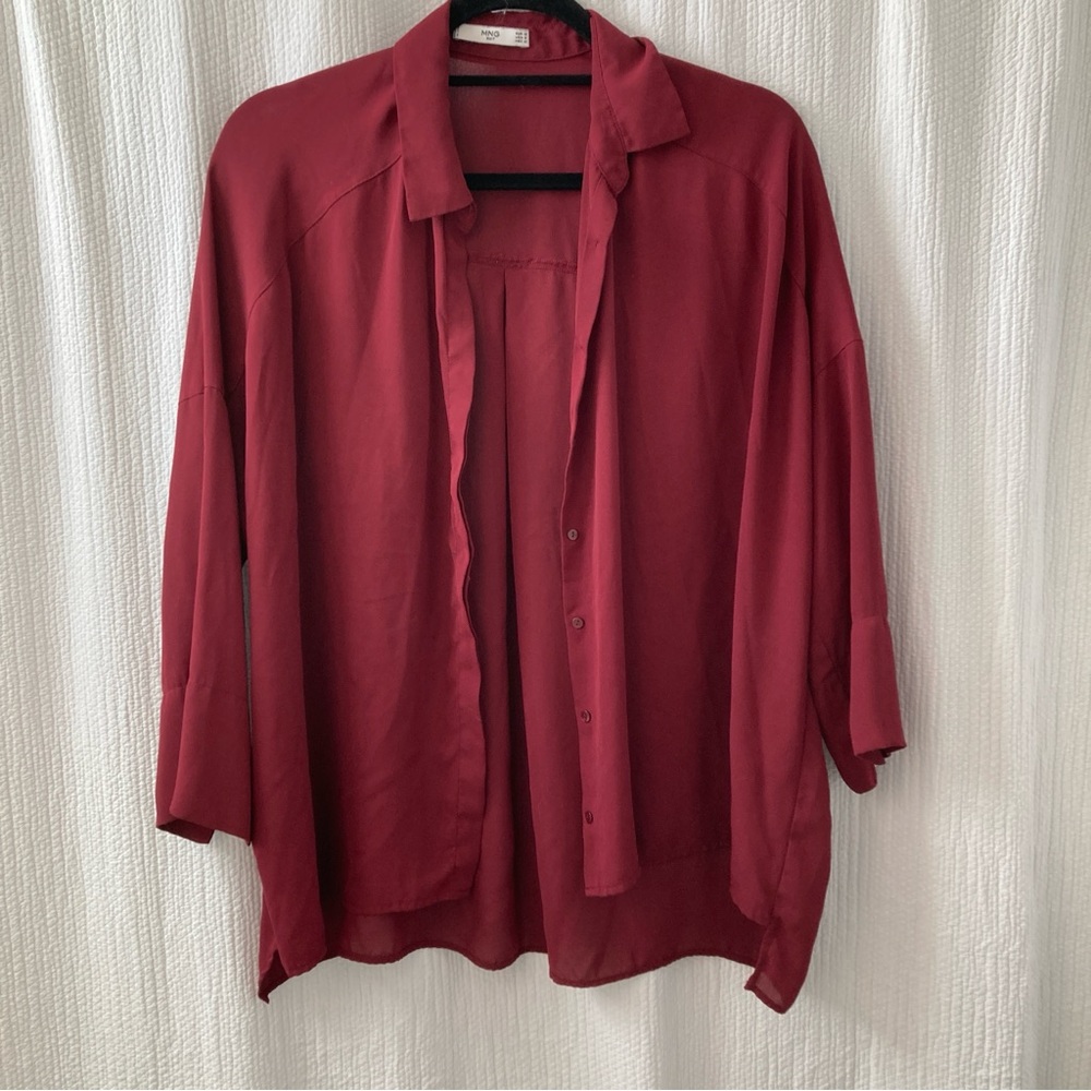 MANGO Red Button-Up Blouse